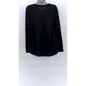 BULOTUS Women's Black Half-Zip Long Roll Tab Sleeves Tunic Casual Top SZ XL